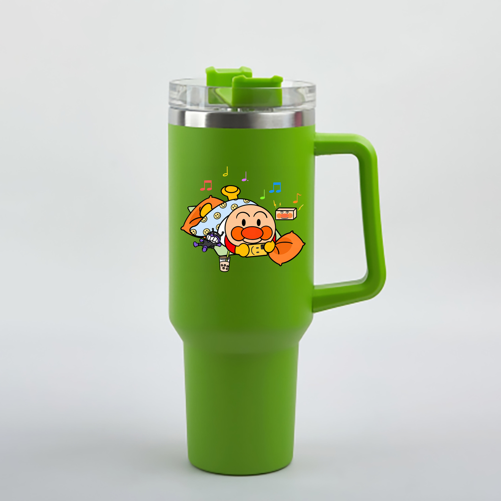 （画像用） アンパンマン Anpanman 1200mL車用タンブラー - クリスタルステッカー（プラスチックストロー付き）